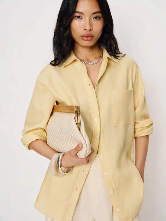 Reformation Tops - Reformation Eli Oversized Linen Shirt S Parmesan